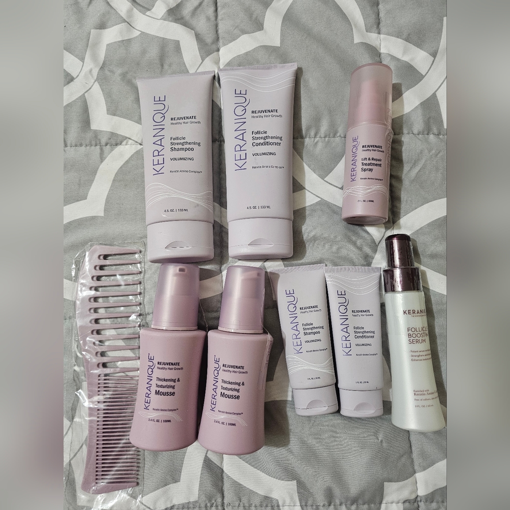 Keranique Womens Hair Regrowth Lot, Shampoo/Conditioner Follicle, Mousse, Serum